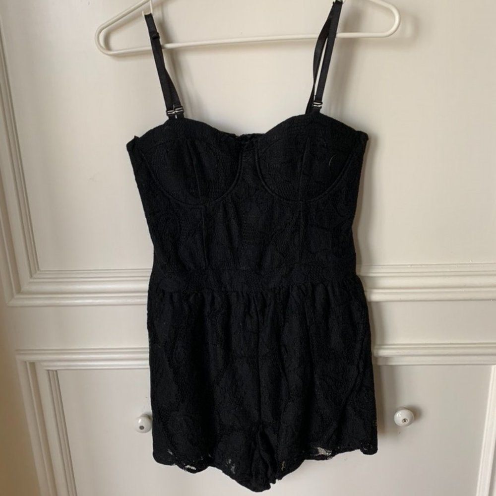 MINKPINK Black Lace Romper